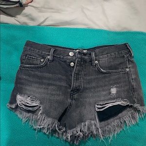 Free people dark grey jean shorts